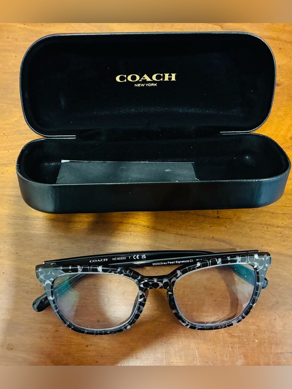COACH black  Grey Pearl Patterned Optical Glasses frames only  hard case